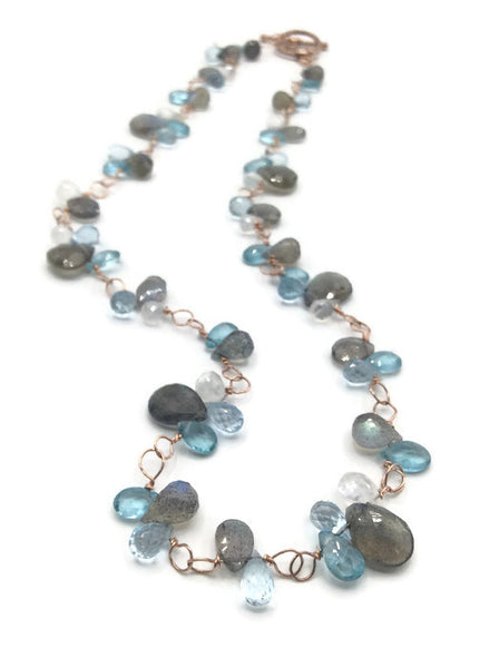 Tiffany Blue Gemstone Cluster Necklace - Van Der Muffin's Jewels