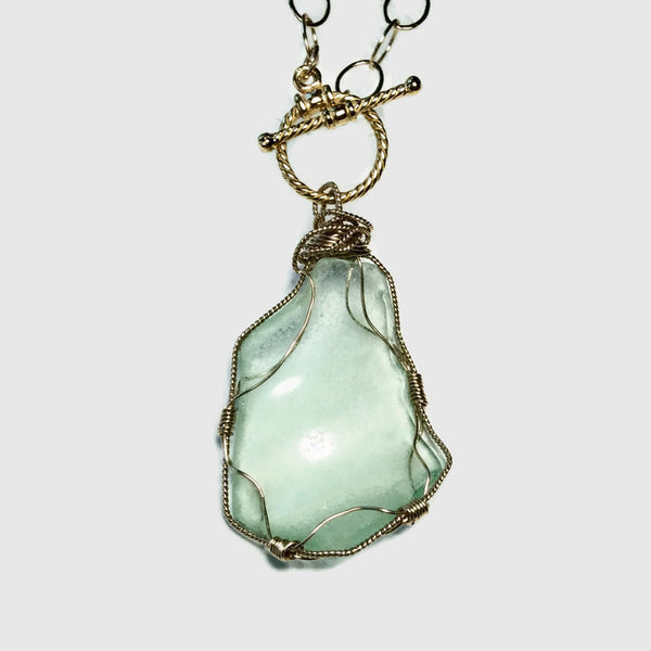 Aqua Sea Glass Necklace - Van Der Muffin's Jewels
