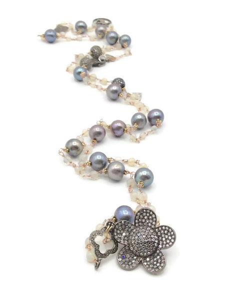 Pave Sapphire Daisy Necklace: SOLD - Van Der Muffin's Jewels