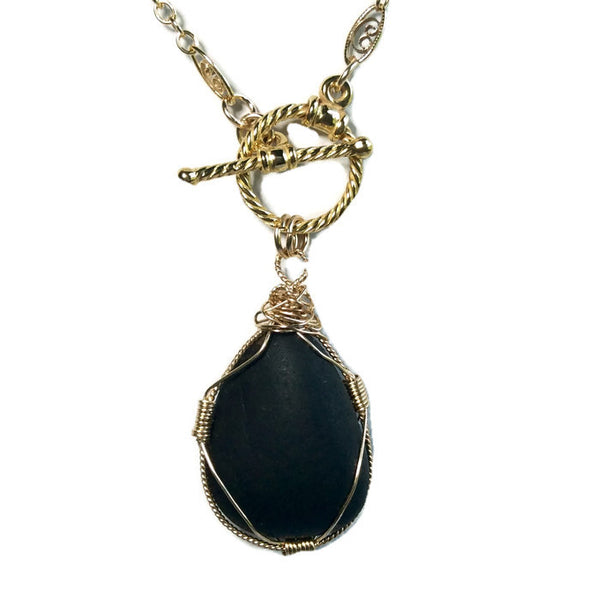 Black Sea Glass Necklace - Van Der Muffin's Jewels