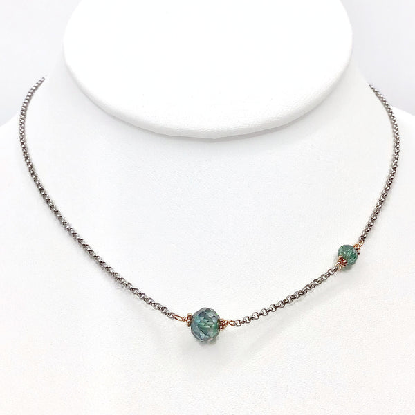 Asymmetrical Blue Diamond Necklace