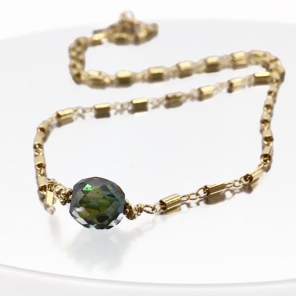 Fancy Green Antique Diamond Necklace