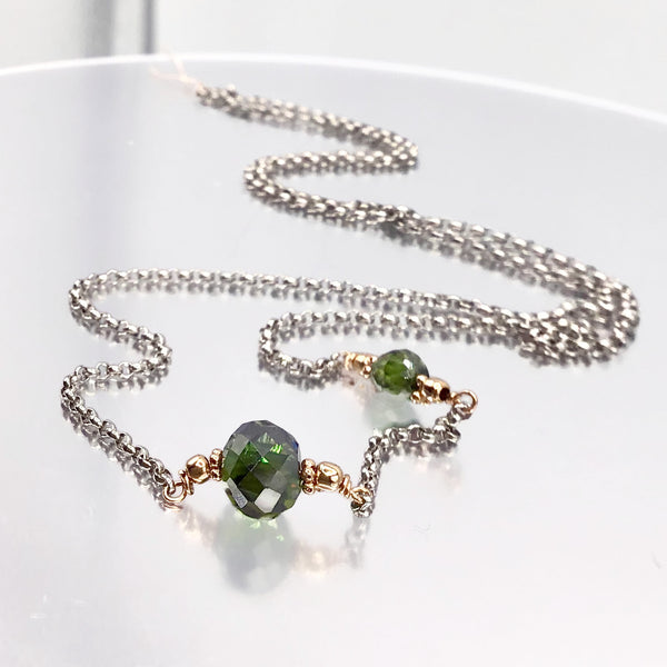Asymmetrical Green Diamond Necklace