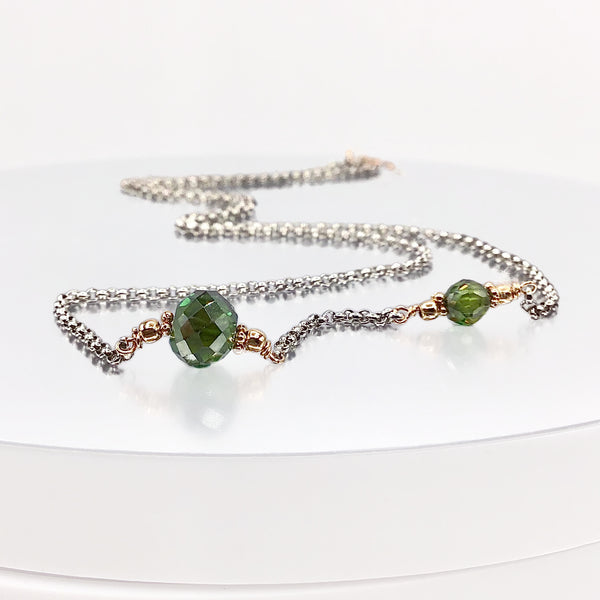 Asymmetrical Green Diamond Necklace