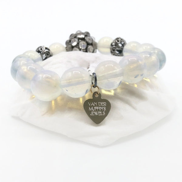 Rainbow Moonstone & Opal Quartz Pave Bead Bracelet - Van Der Muffin's Jewels