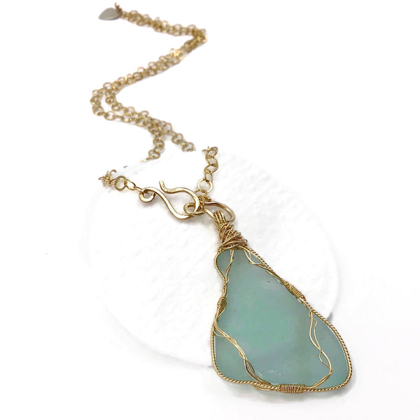 Turquoise Hampton's Sea Glass Pendant Necklace