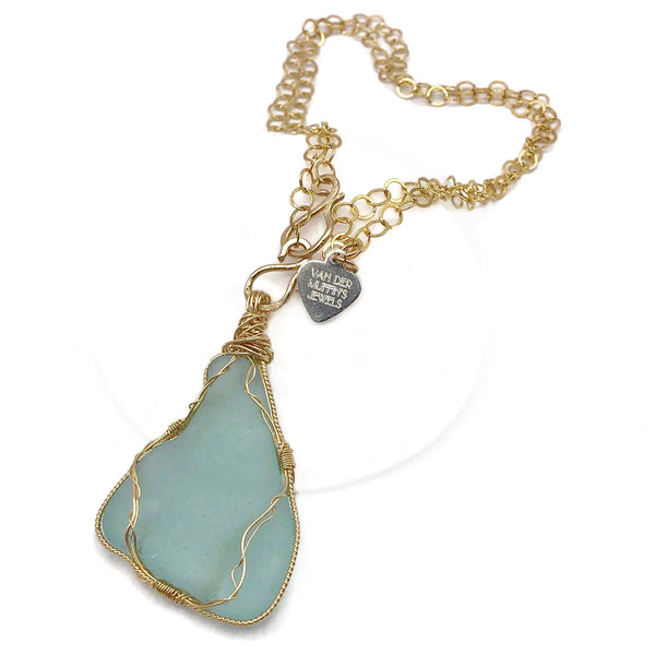 turquoise sea glass pendant