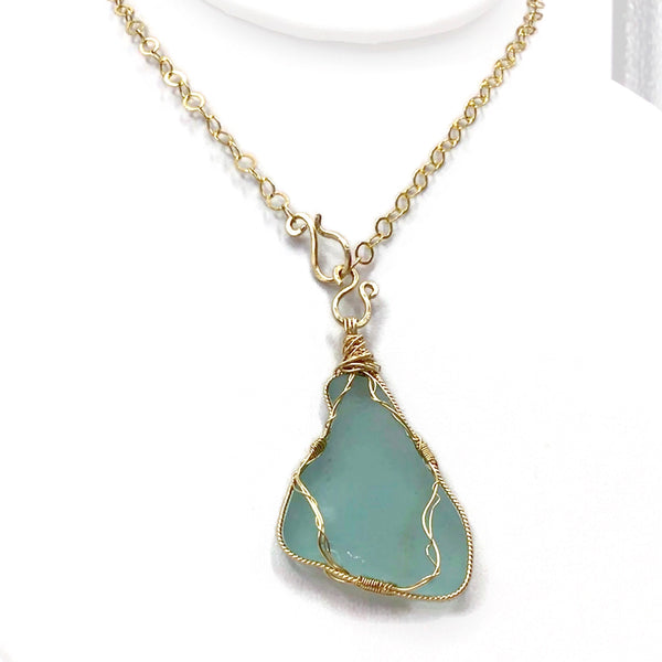 turquoise beach glass necklace