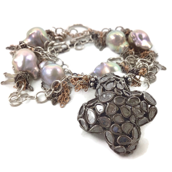 Rose Cut Diamond Clover Necklace