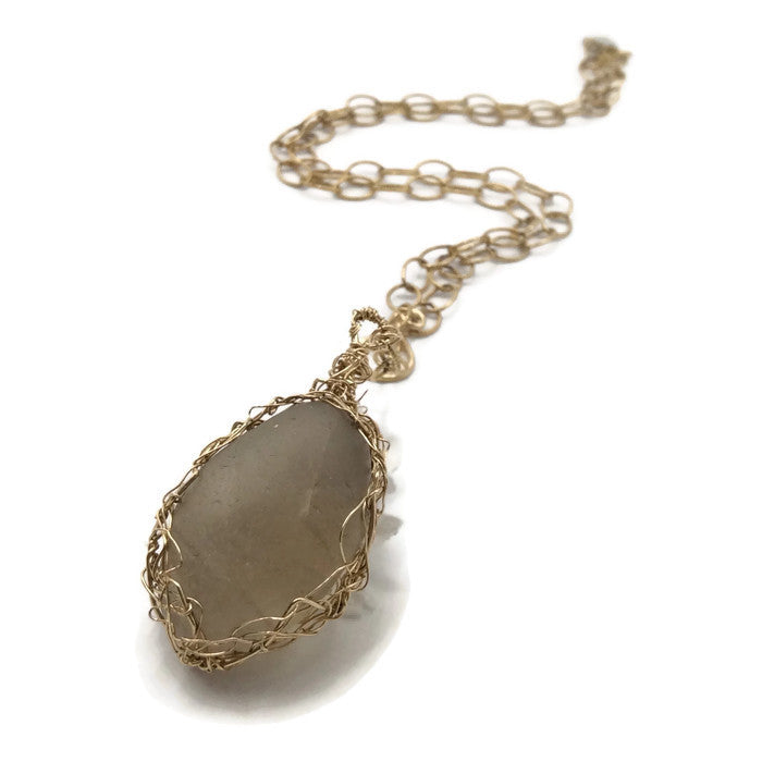 Extremely Rare Gray Sea Glass Necklace