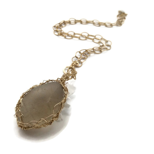 Extremely Rare Gray Sea Glass Necklace