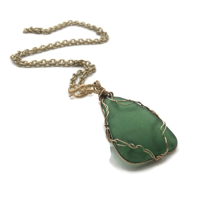 Rare Teal Vintage Hampton's Sea Glass Necklace - Van Der Muffin's Jewels
