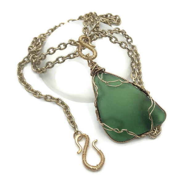 Rare Teal Vintage Hampton's Sea Glass Necklace - Van Der Muffin's Jewels