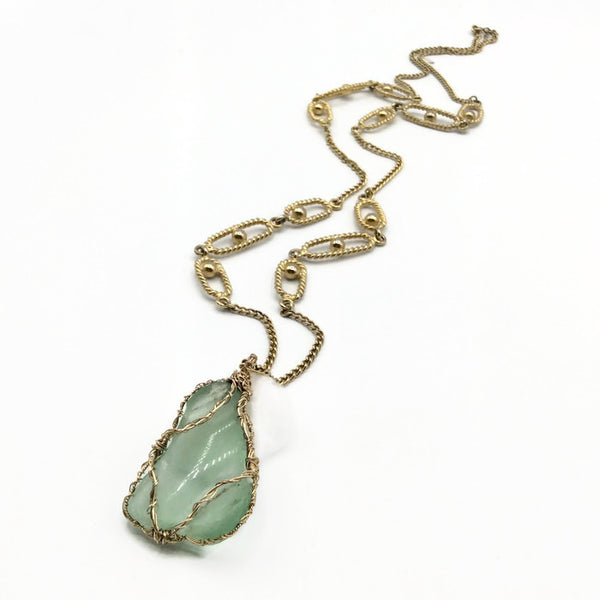 Vintage Aqua Long Hampton's Sea Glass Necklace - Van Der Muffin's Jewels