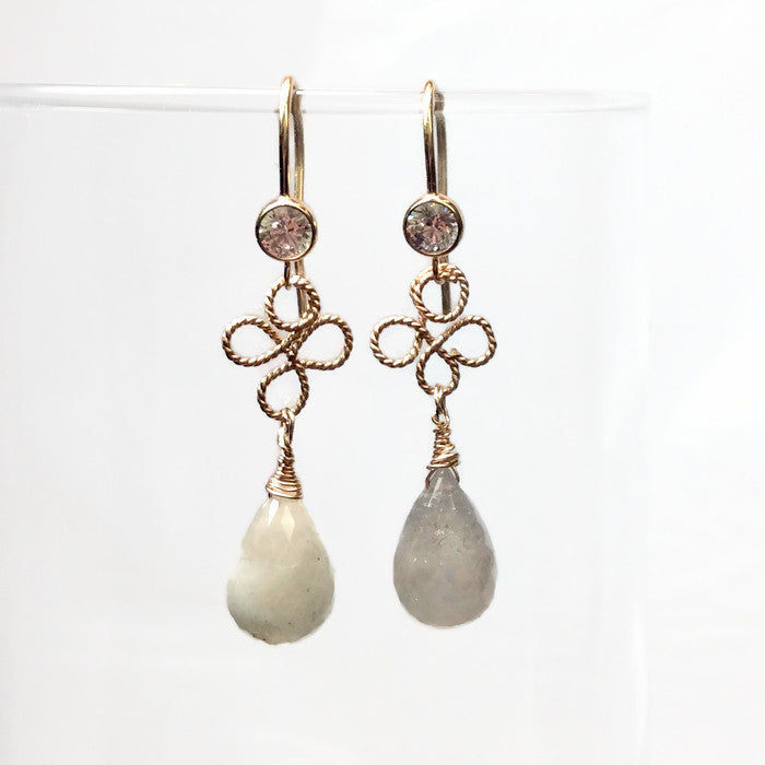 White Sapphire Lucky Clover Earrings - Van Der Muffin's Jewels