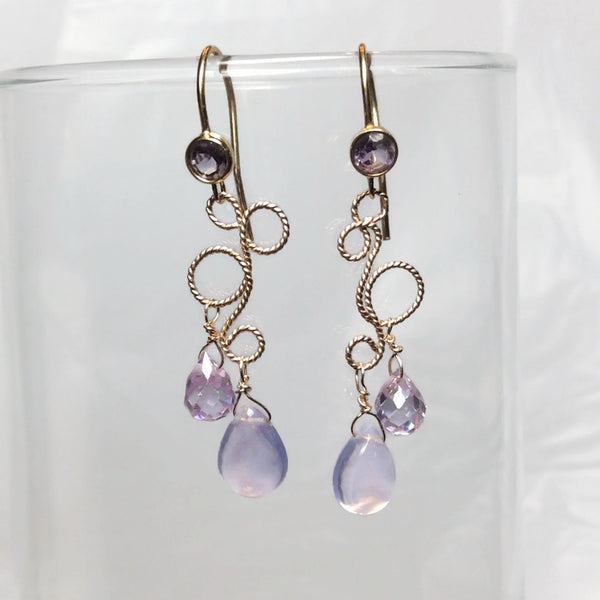 Fancy Filigree Lilac Gemstone Earrings - Van Der Muffin's Jewels