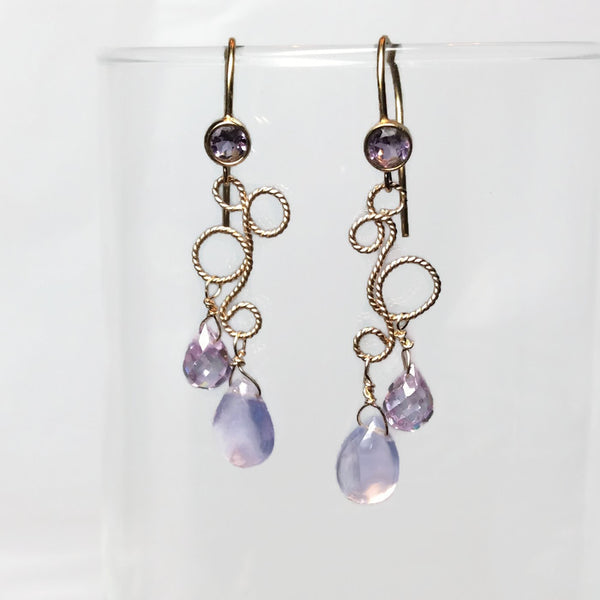 Fancy Filigree Lilac Gemstone Earrings - Van Der Muffin's Jewels