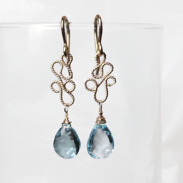 Blue Topaz Paisley Teardrop Earrings - Van Der Muffin's Jewels