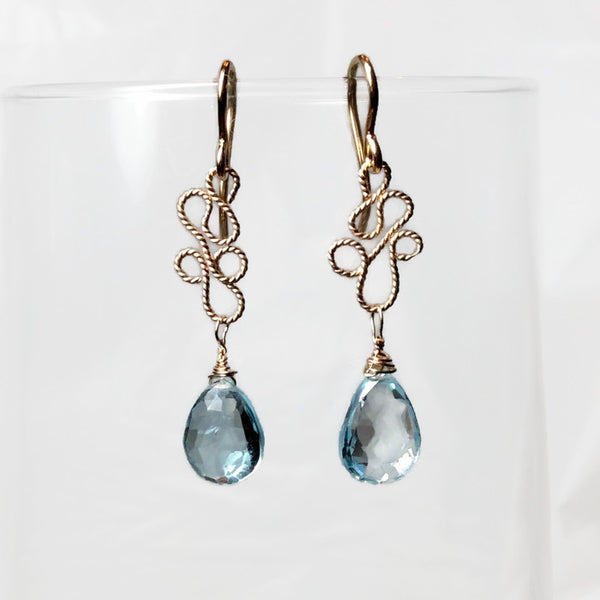 Blue Topaz Paisley Teardrop Earrings - Van Der Muffin's Jewels
