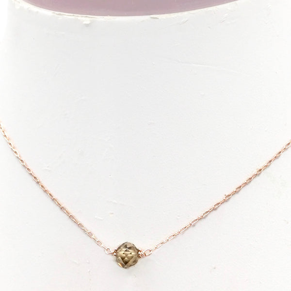 2.30 Carat Champagne Diamond Solitaire Necklace - 14K Solid Rose Gold