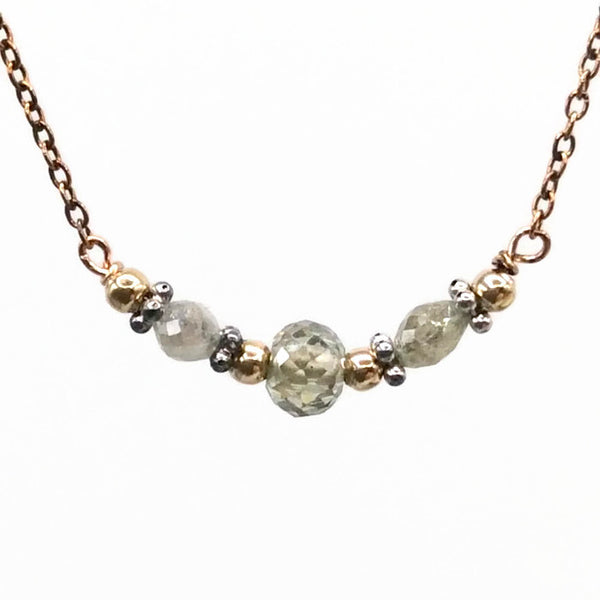 1.2 Carat Diamond Bar Necklace ~ 14k Rose Gold - Van Der Muffin's Jewels