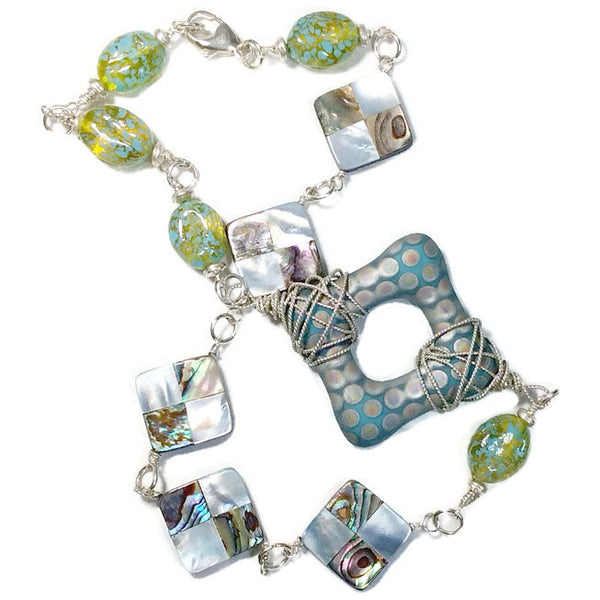 Czech Glass Dotted Square Necklace - Van Der Muffin's Jewels