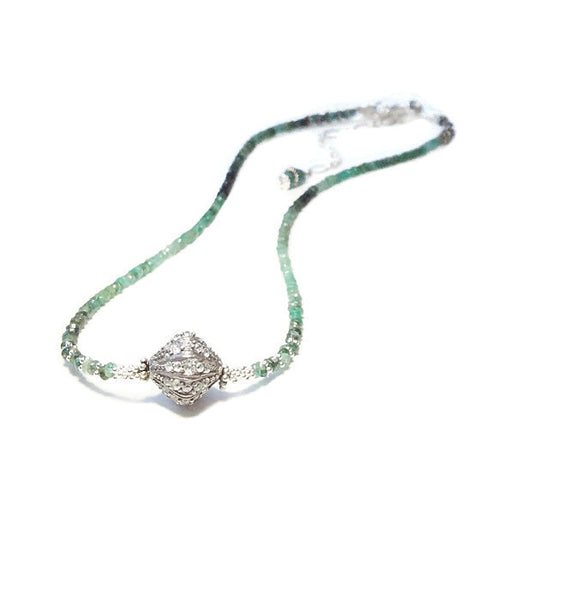 Ombre Emerald Pave Necklace - Van Der Muffin's Jewels