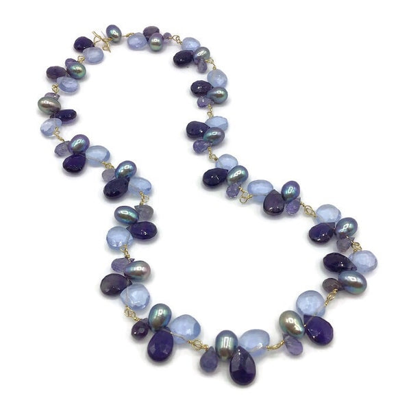 Lilac Multi Gemstone Cluster Necklace