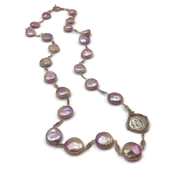 SOLD | 1890 Antique Love Token Coin Pearl Necklace