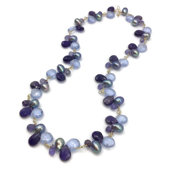 Lilac Multi Gemstone Cluster Necklace